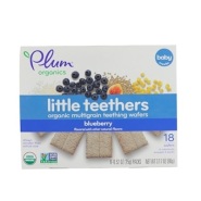 【包邮包税】小小磨牙棒！Plum Organics 有机多谷物磨牙华夫饼 蓝莓味 15g*6包