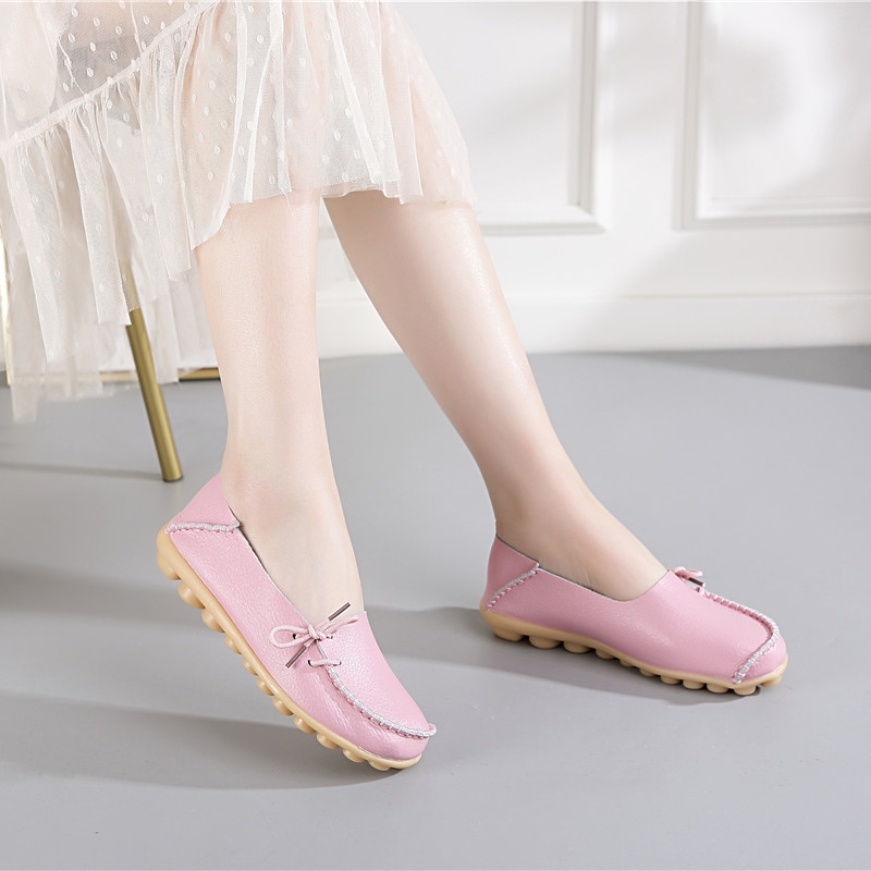 粉色甜美款的舒适潮流豆豆鞋亲测